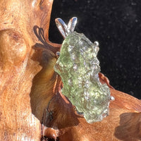 Raw Moldavite Pendant Oval Shape Sterling Silver #2206-Moldavite Life