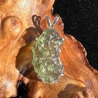 Raw Moldavite Pendant Oval Shape Sterling Silver #2206-Moldavite Life