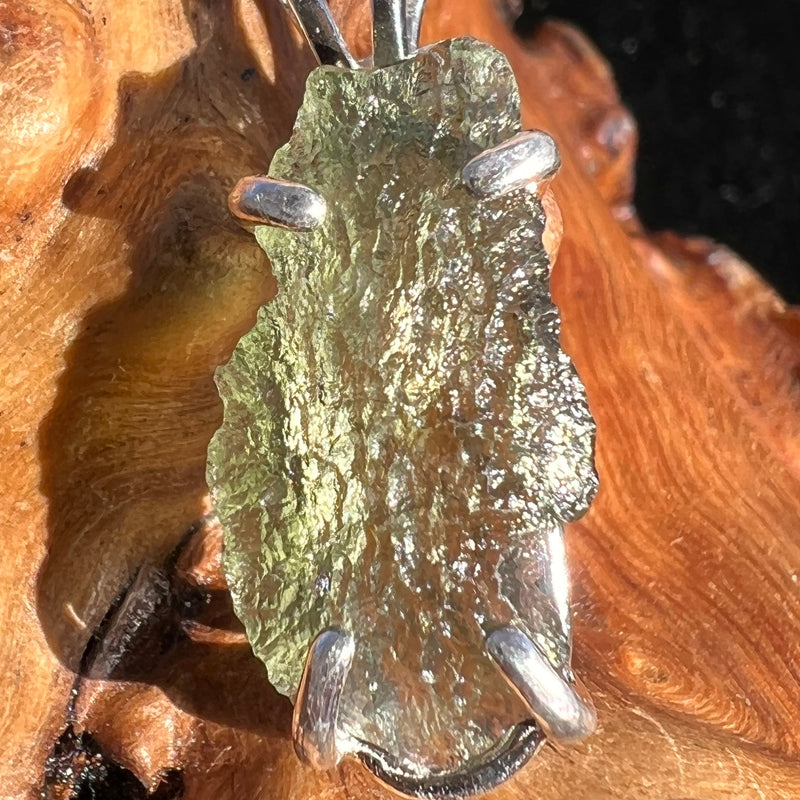 Raw Moldavite Pendant Oval Shape Sterling Silver #2207-Moldavite Life