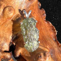 Raw Moldavite Pendant Oval Shape Sterling Silver #2210-Moldavite Life