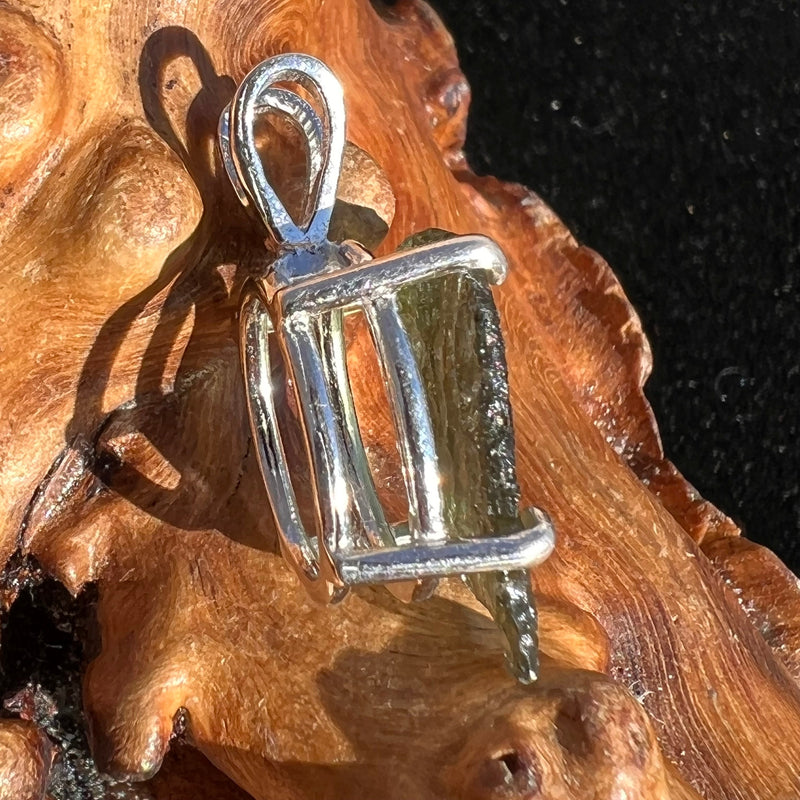 Raw Moldavite Pendant Oval Shape Sterling Silver #2214-Moldavite Life