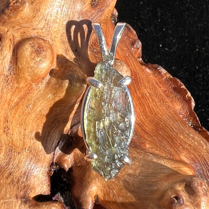 Raw Moldavite Pendant Oval Shape Sterling Silver #2216-Moldavite Life