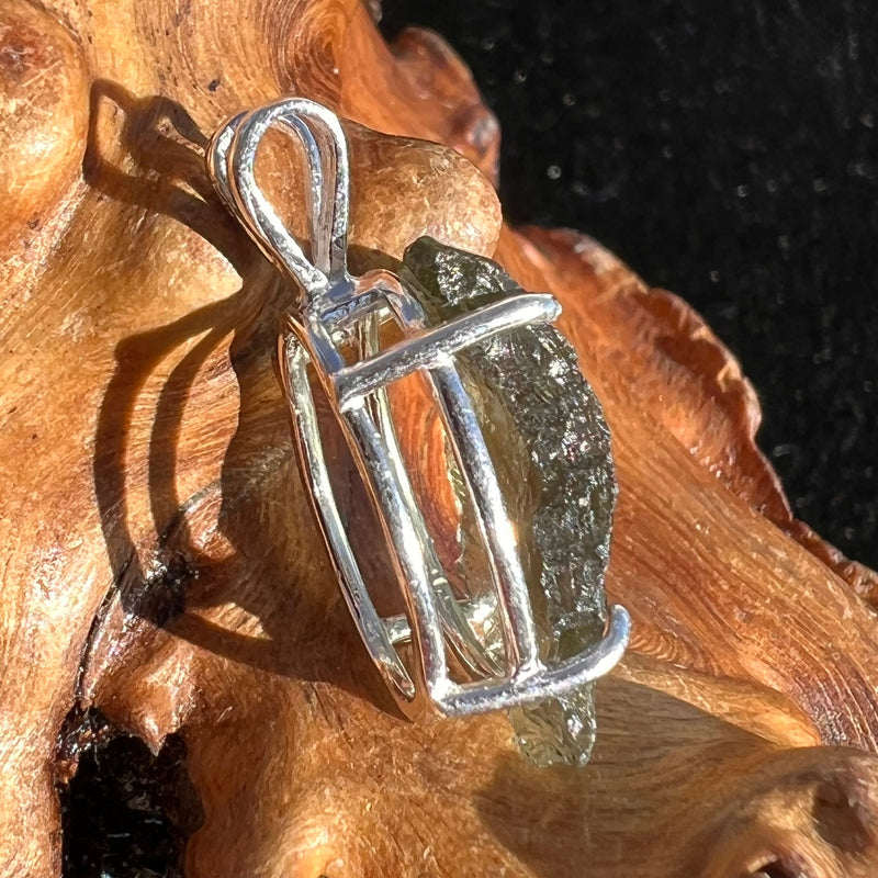 Raw Moldavite Pendant Oval Shape Sterling Silver #2217-Moldavite Life