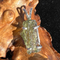 Raw Moldavite Pendant Rectangle Shape Sterling Silver #2212-Moldavite Life