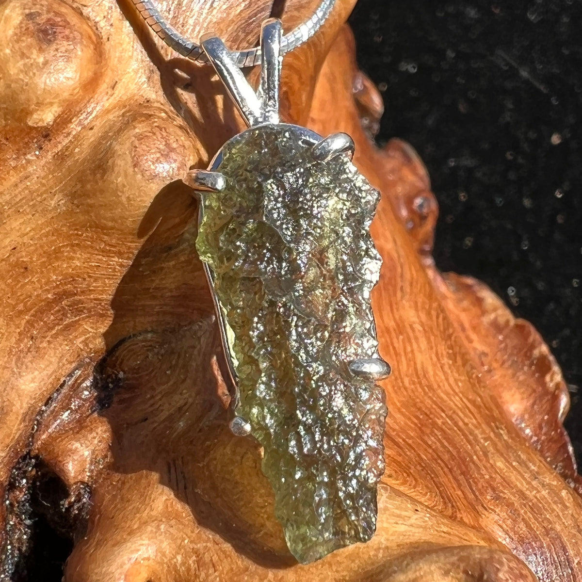 Raw Moldavite Pendant Sterling Silver #2248-Moldavite Life