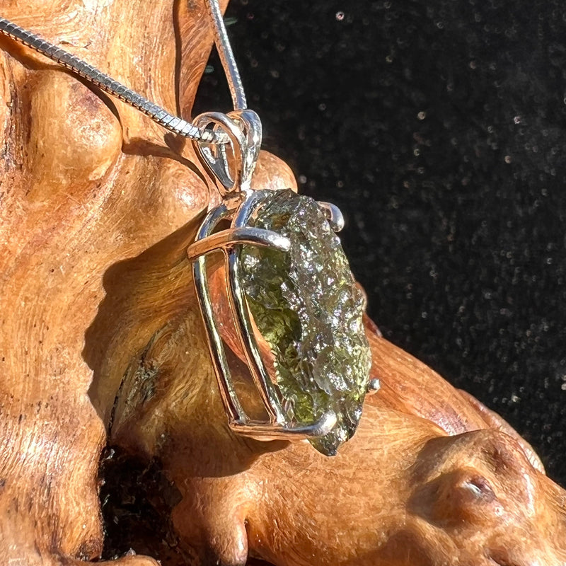 Raw Moldavite Pendant Sterling Silver #2301-Moldavite Life