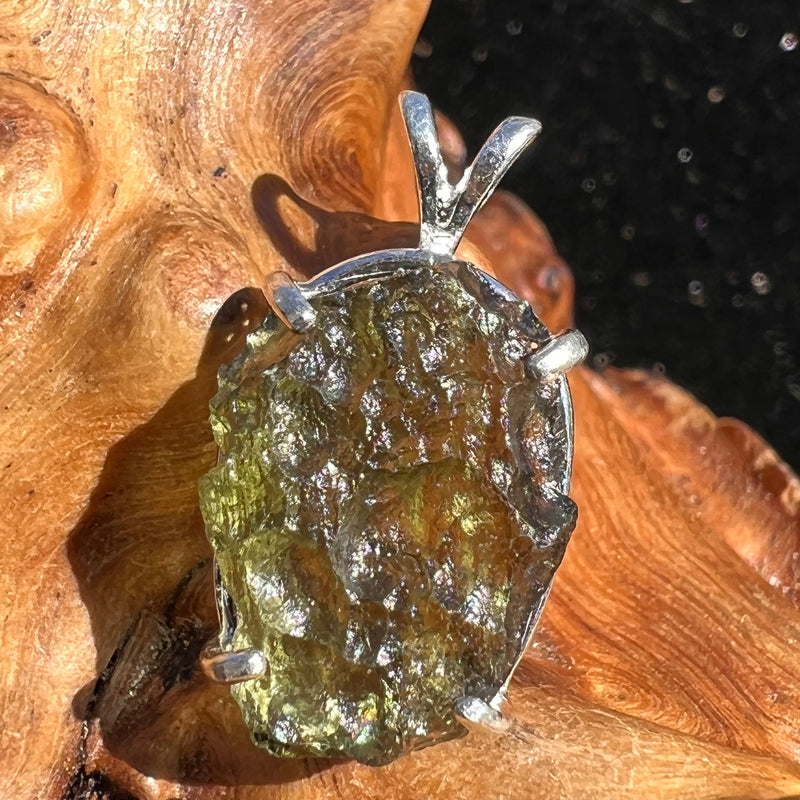 Raw Moldavite Pendant Sterling Silver #2301-Moldavite Life