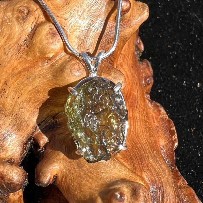 Raw Moldavite Pendant Sterling Silver #2301-Moldavite Life