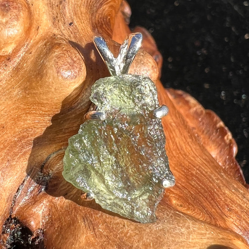Raw Moldavite Pendant Sterling Silver #2304-Moldavite Life