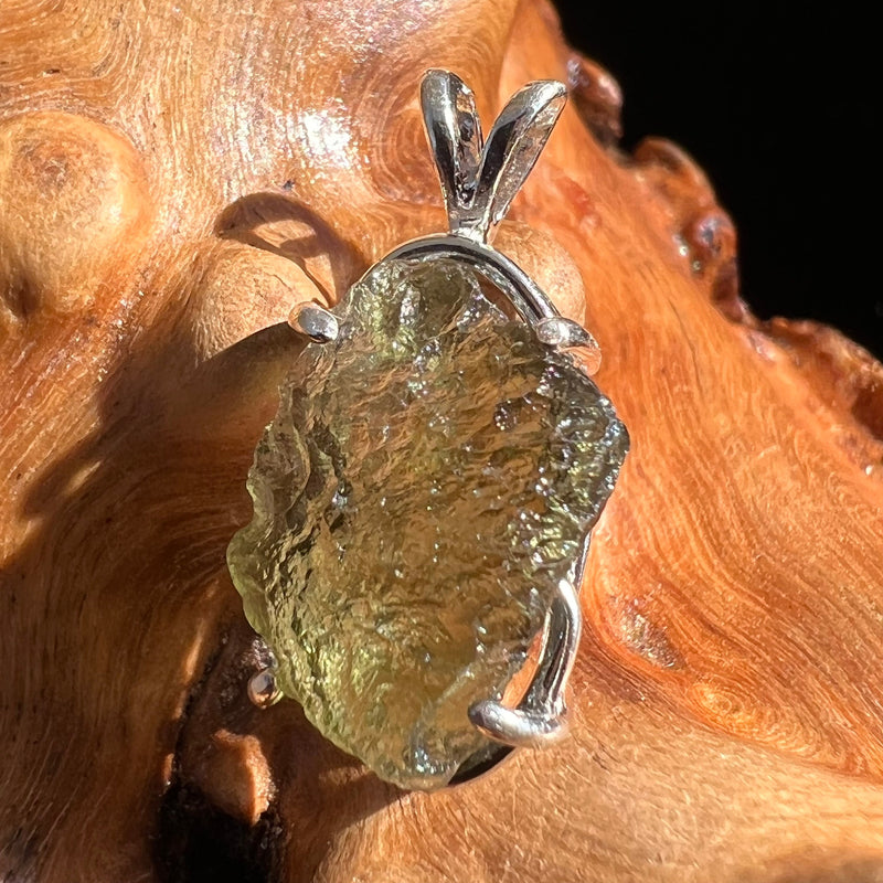 Raw Moldavite Pendant Sterling Silver #3110-Moldavite Life