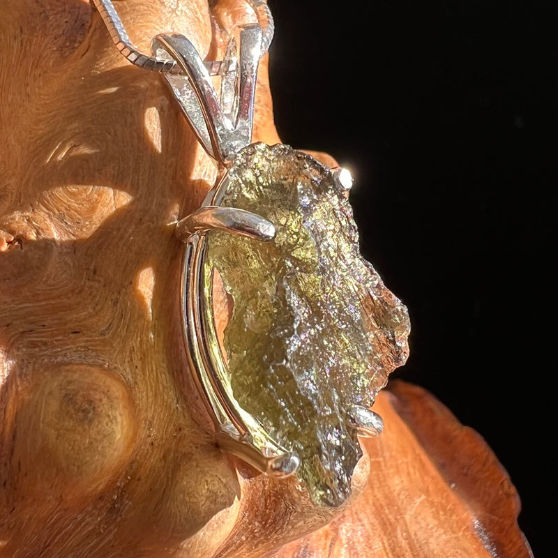 Raw Moldavite Pendant Sterling Silver #3120-Moldavite Life