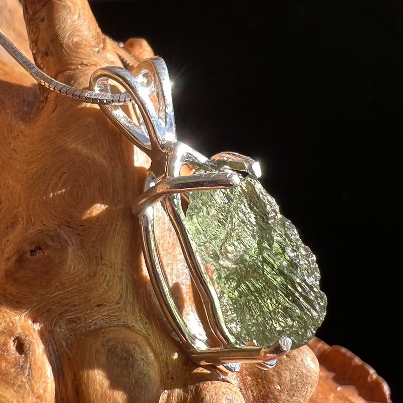 Raw Moldavite Pendant Sterling Silver #3126-Moldavite Life