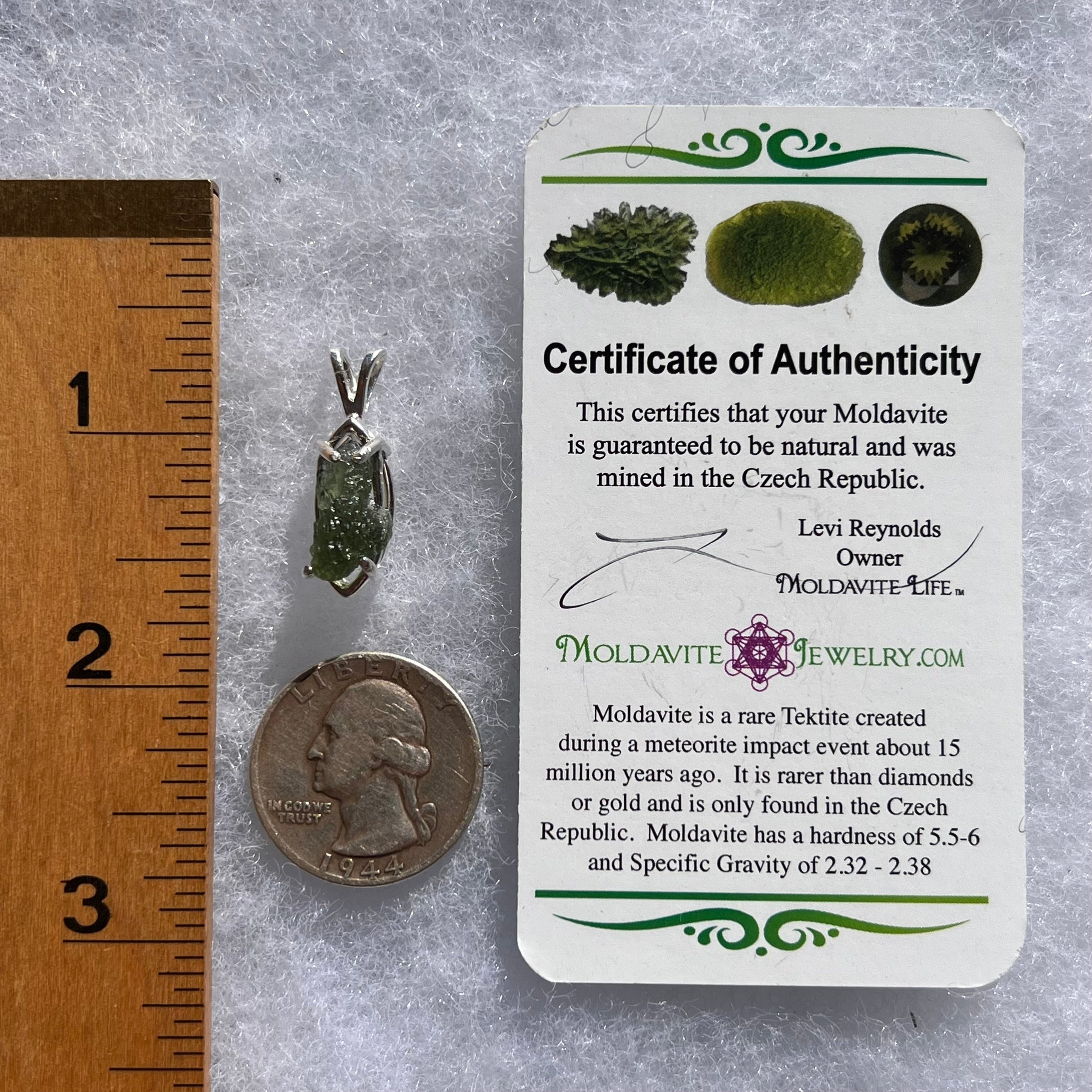 Raw Moldavite Pendant Sterling Silver #3126-Moldavite Life