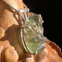 Raw Moldavite Pendant Sterling Silver #3128-Moldavite Life