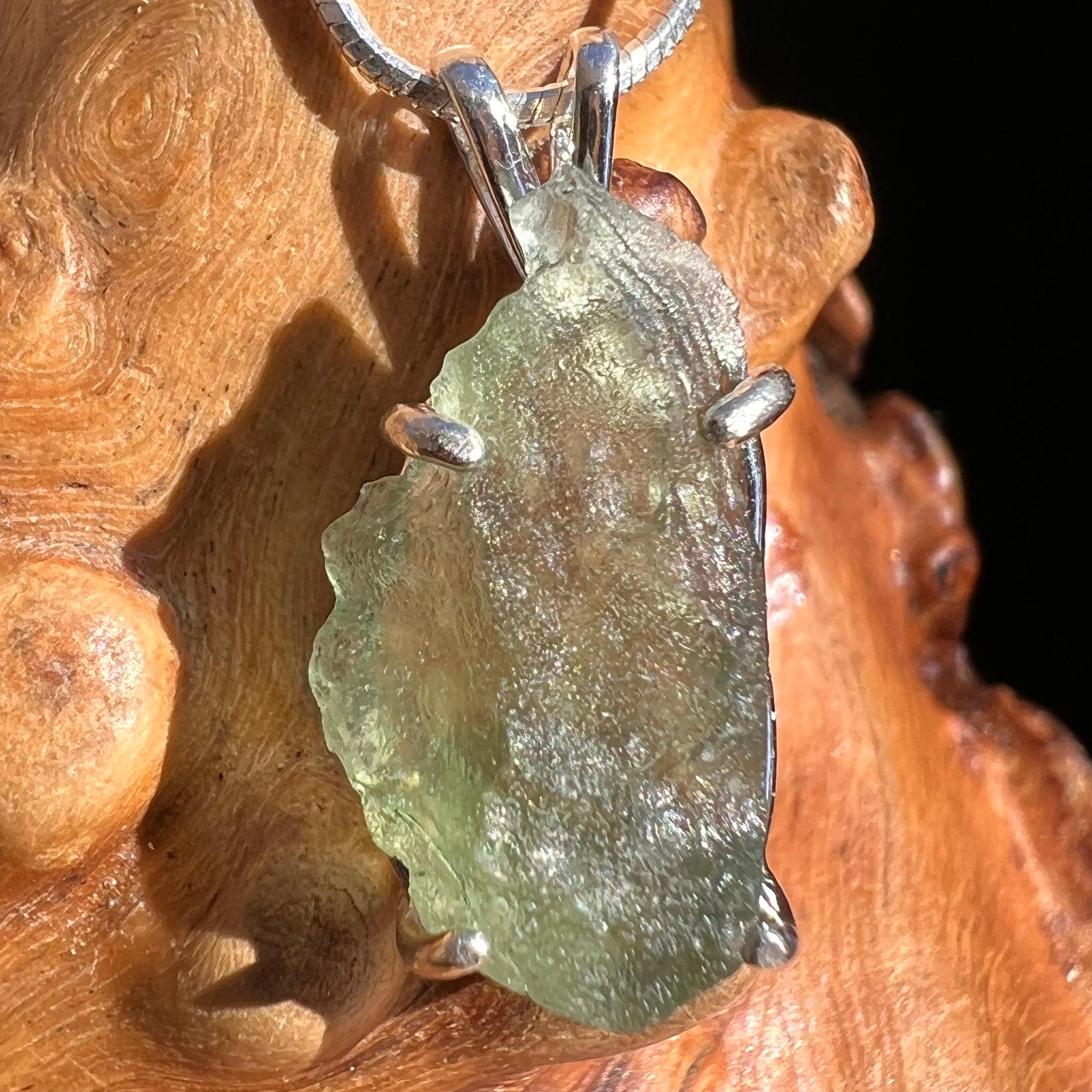 Raw Moldavite Pendant Sterling Silver #3138-Moldavite Life