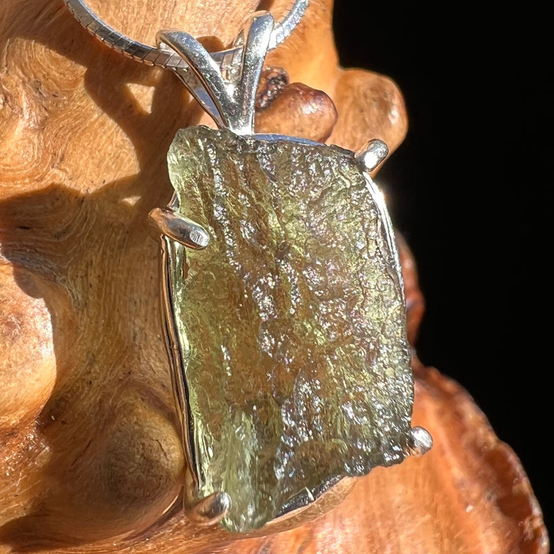 Raw Moldavite Pendant Sterling Silver #3142-Moldavite Life