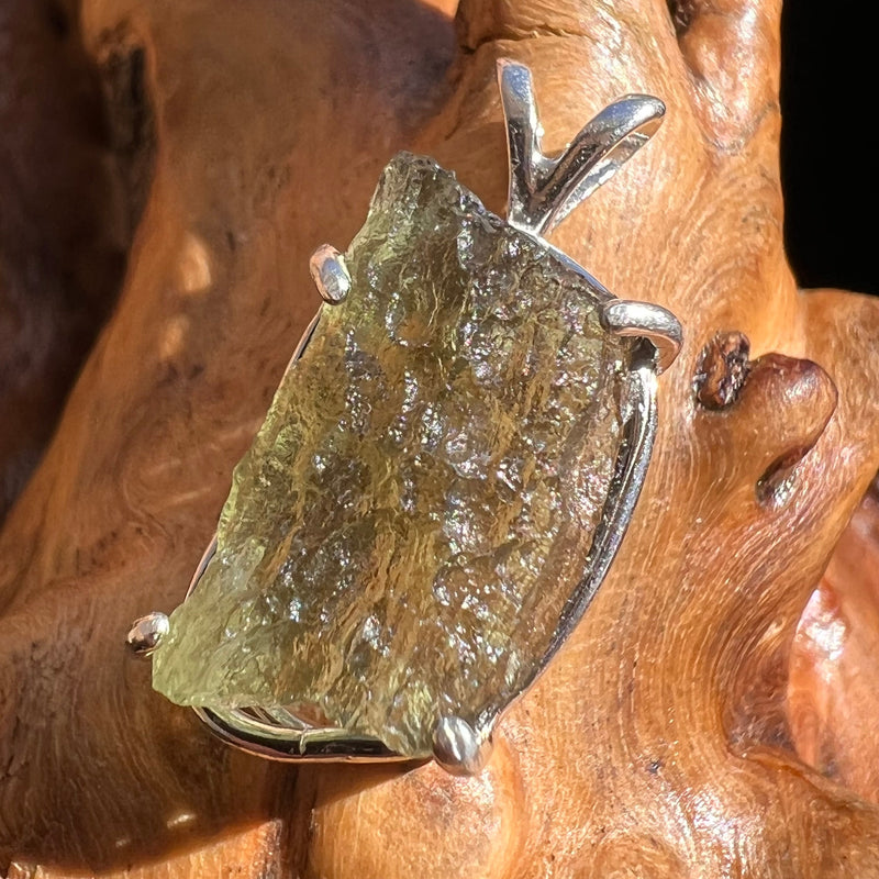 Raw Moldavite Pendant Sterling Silver #3142-Moldavite Life