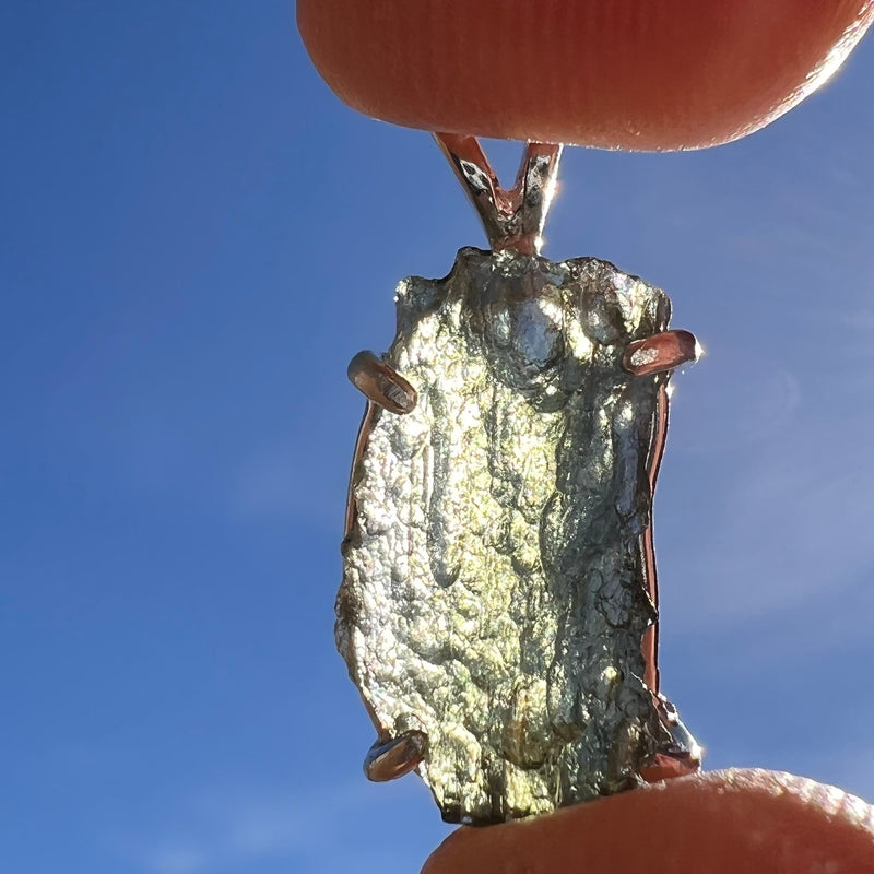 Raw Moldavite Pendant Sterling Silver #3150-Moldavite Life