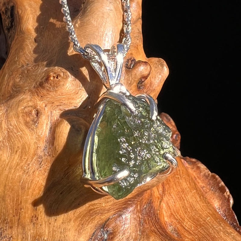 Raw Moldavite Pendant Sterling Silver #5033-Moldavite Life