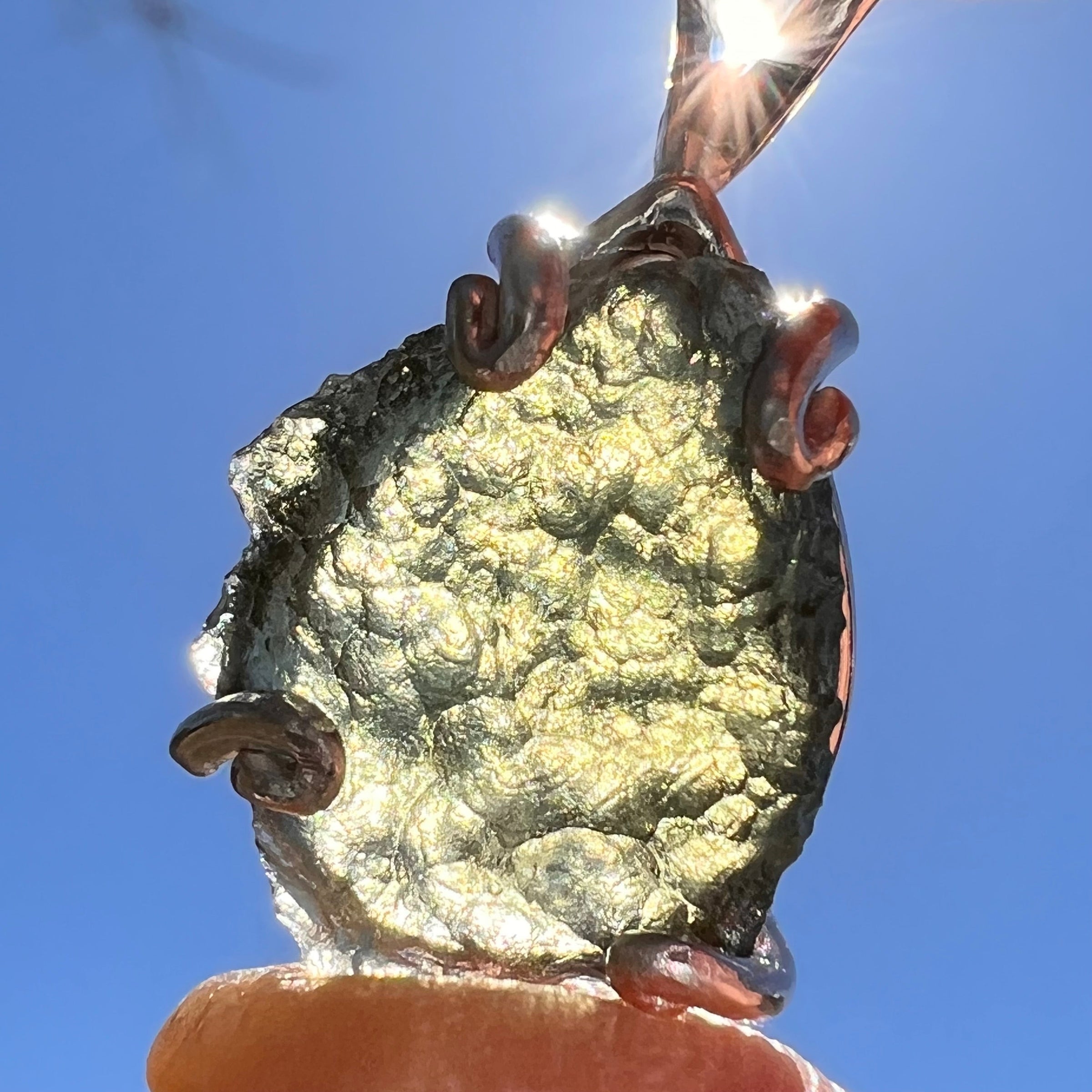 Raw Moldavite Pendant Sterling Silver #5035-Moldavite Life