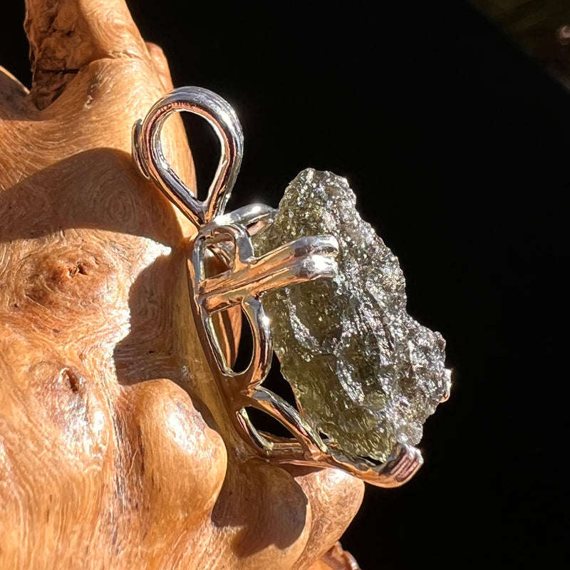 Raw Moldavite Pendant Sterling Silver #5036-Moldavite Life