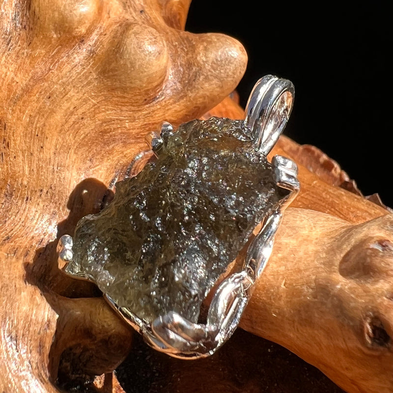 Raw Moldavite Pendant Sterling Silver #5036-Moldavite Life