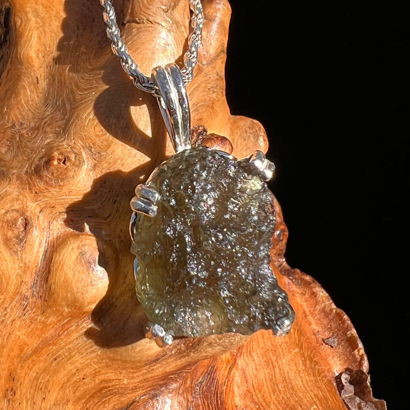 Raw Moldavite Pendant Sterling Silver #5036-Moldavite Life