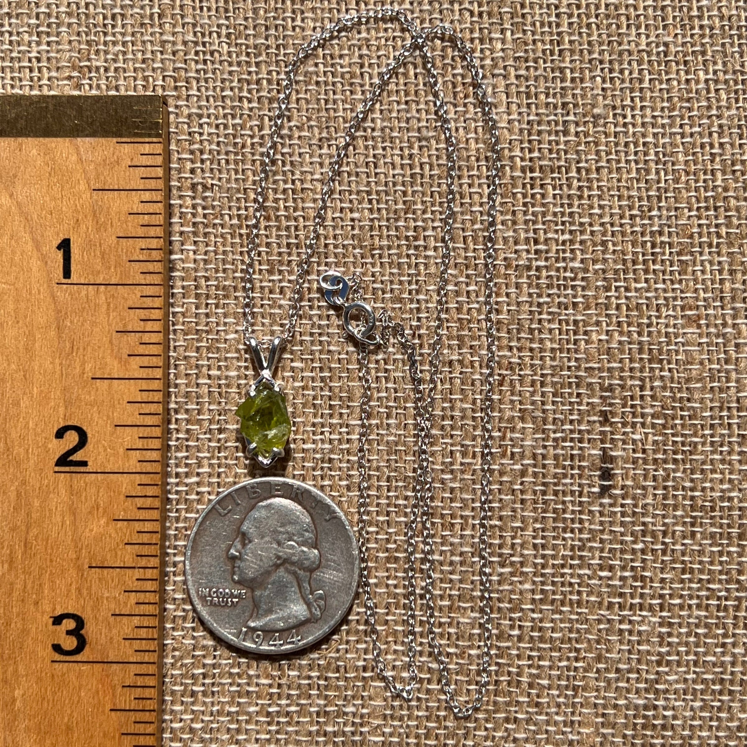 Raw Peridot Crystal Necklace Sterling Silver #2656-Moldavite Life