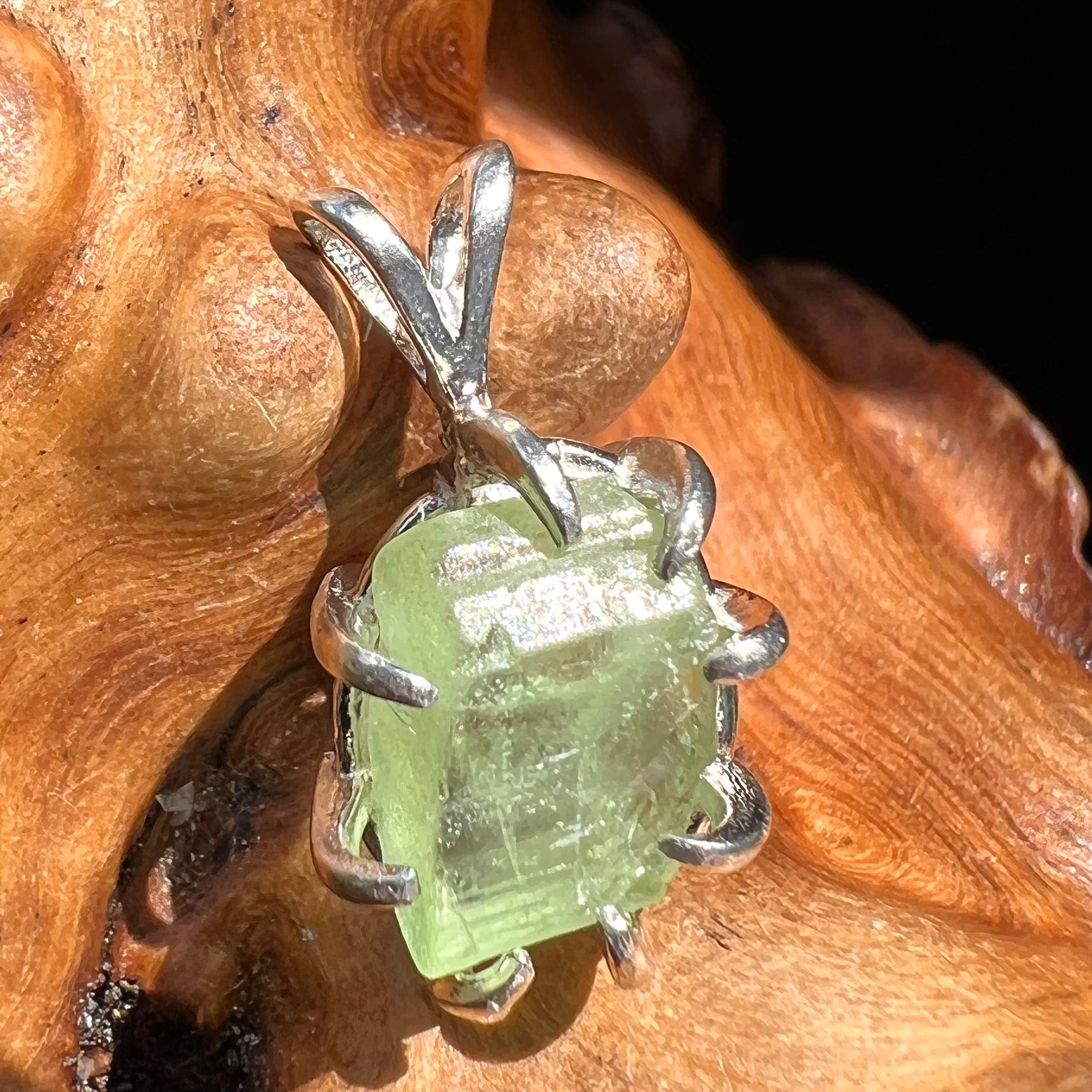 Raw Peridot Crystal Pendant Sterling Silver #2661-Moldavite Life