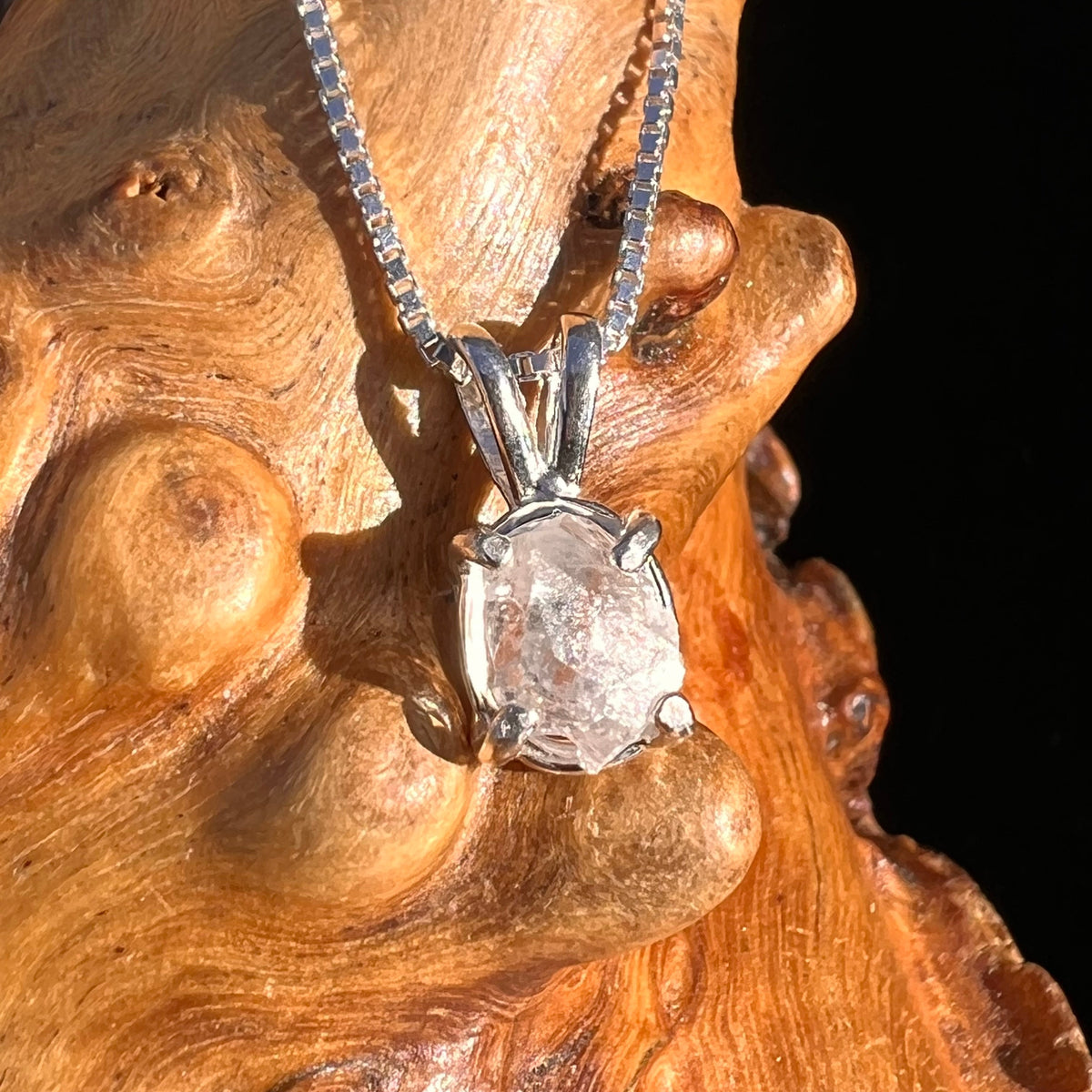 Raw Phenacite Crystal Necklace Sterling #3933-Moldavite Life