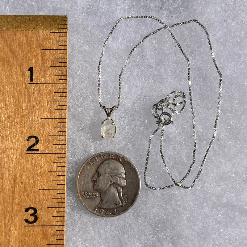 Raw Phenacite Crystal Necklace Sterling #3936-Moldavite Life