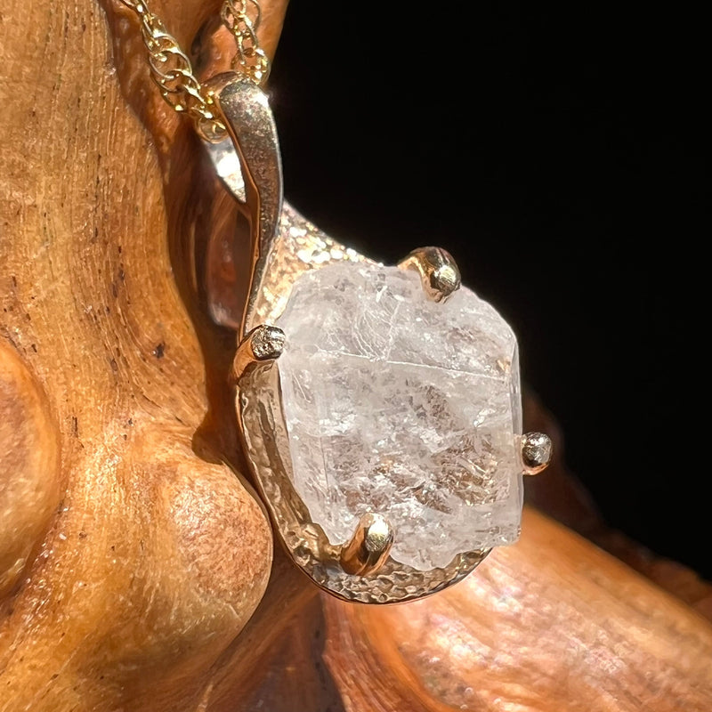 Raw Phenacite Crystal Pendant 14k Gold #1050-Moldavite Life