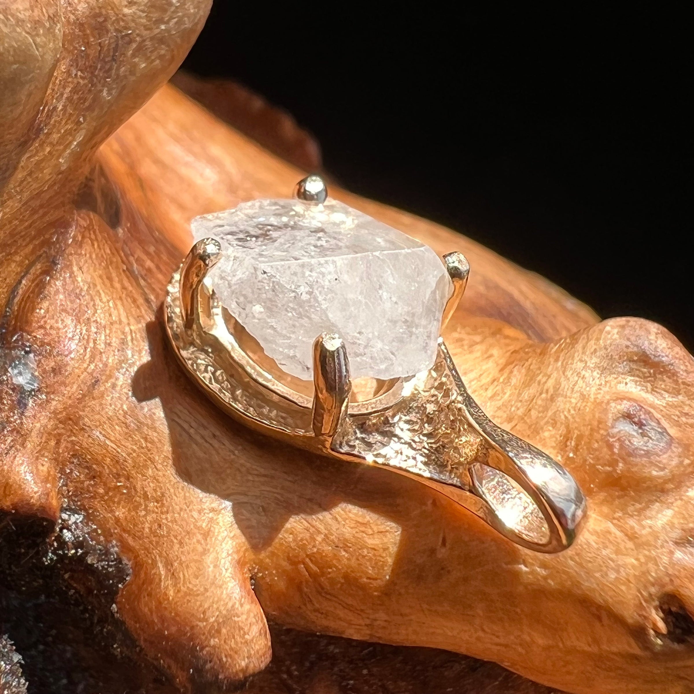 Raw Phenacite Crystal Pendant 14k Gold #1050-Moldavite Life