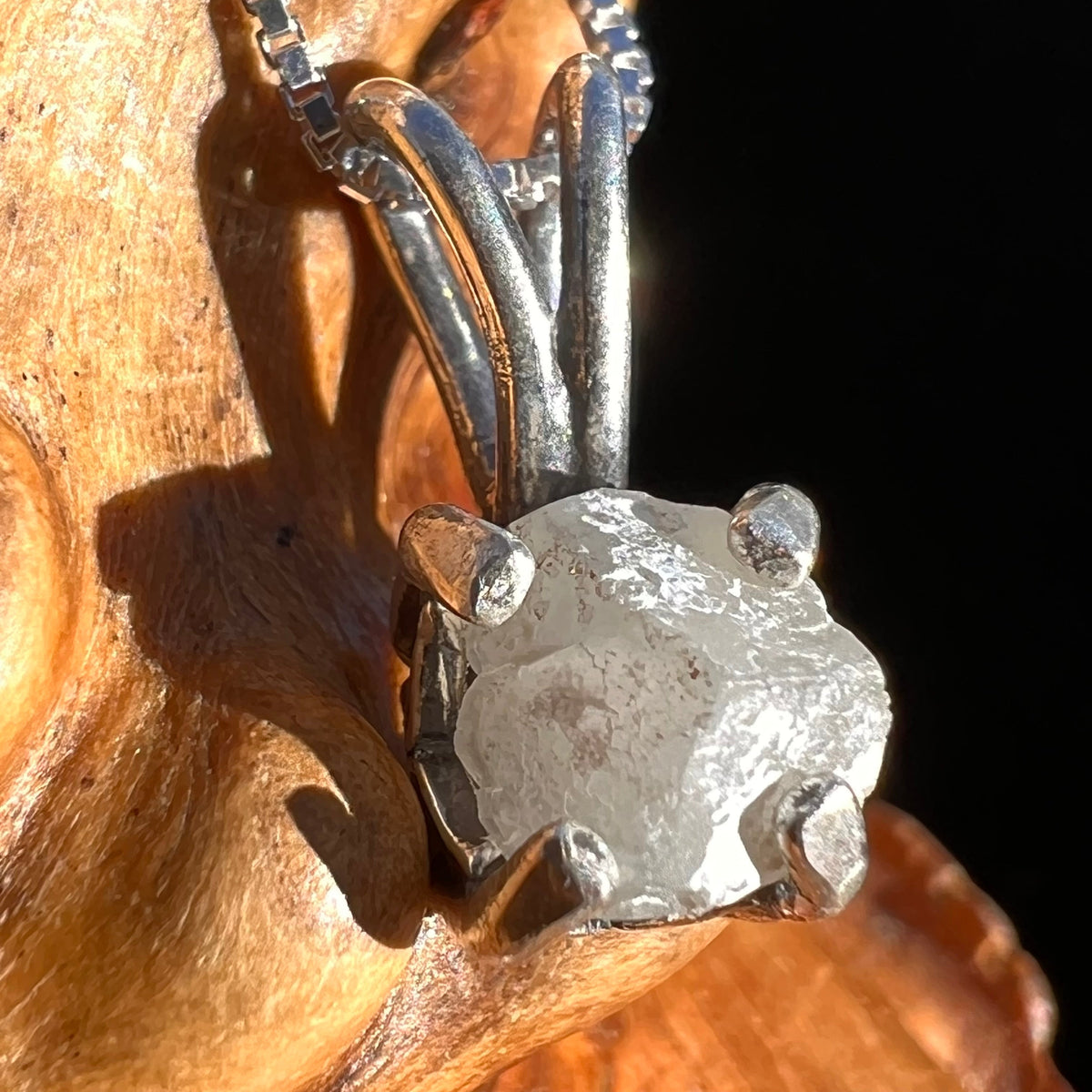 Raw Phenacite Pendant Necklace Sterling #3953-Moldavite Life