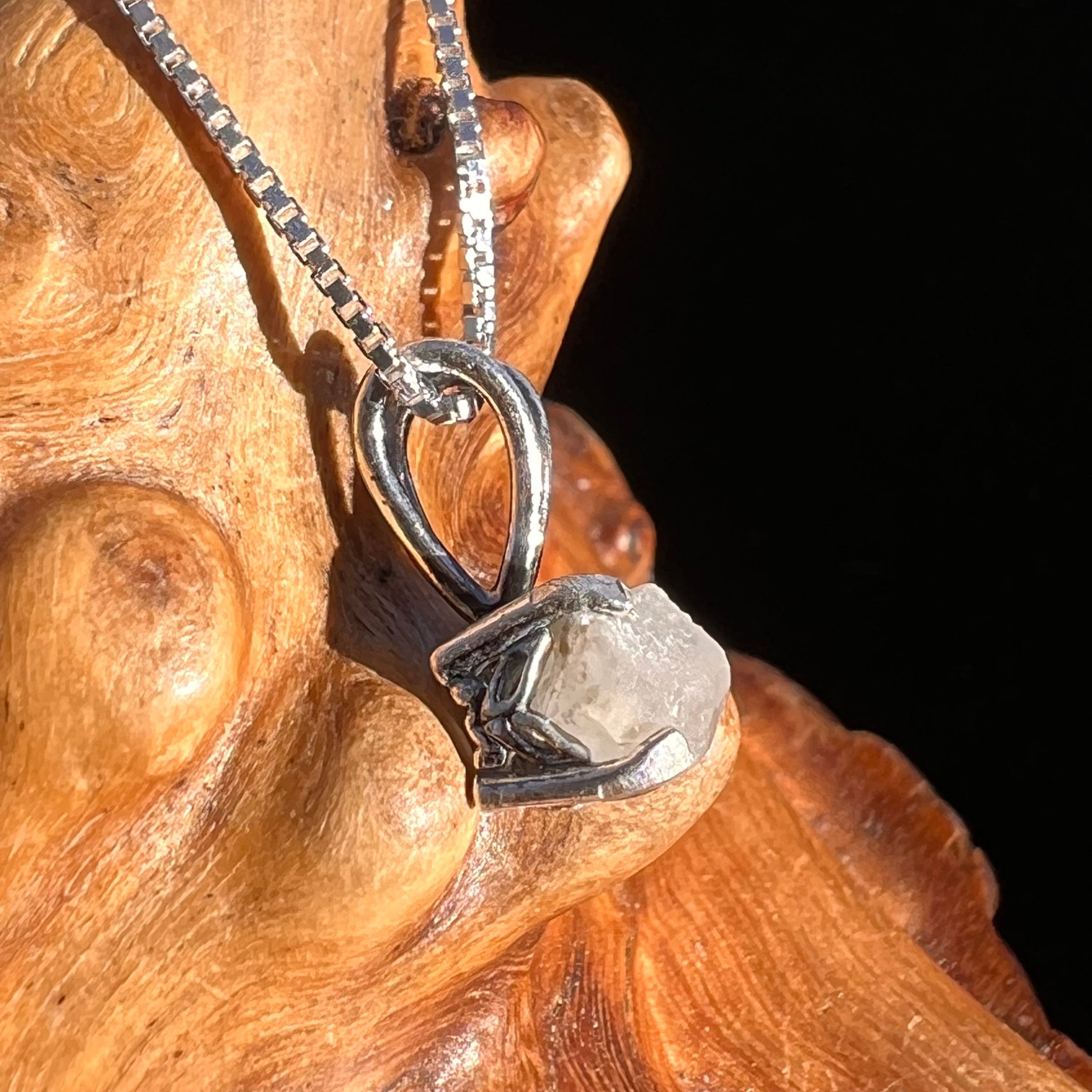 Raw Phenacite Pendant Necklace Sterling #3954-Moldavite Life