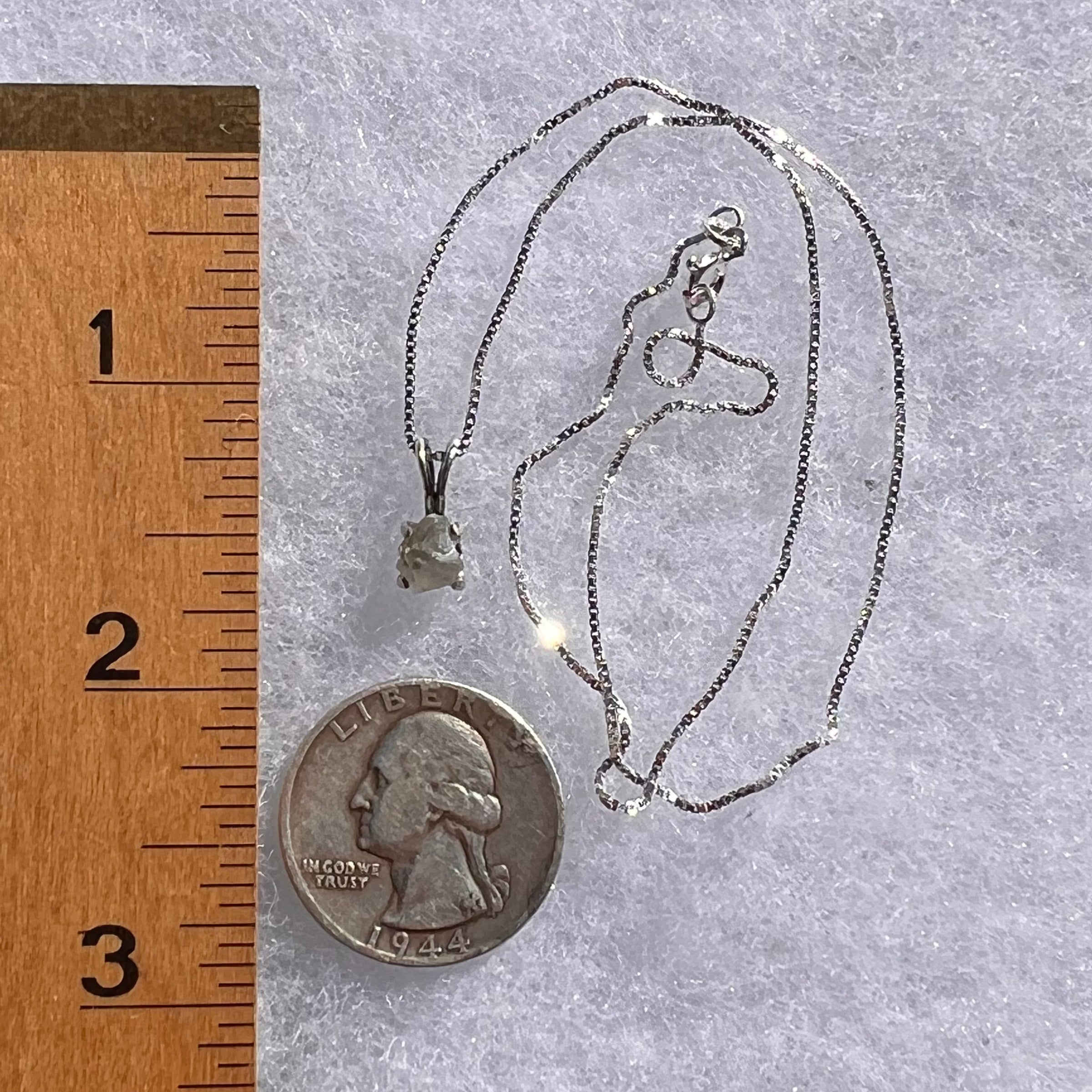 Raw Phenacite Pendant Necklace Sterling #3955-Moldavite Life