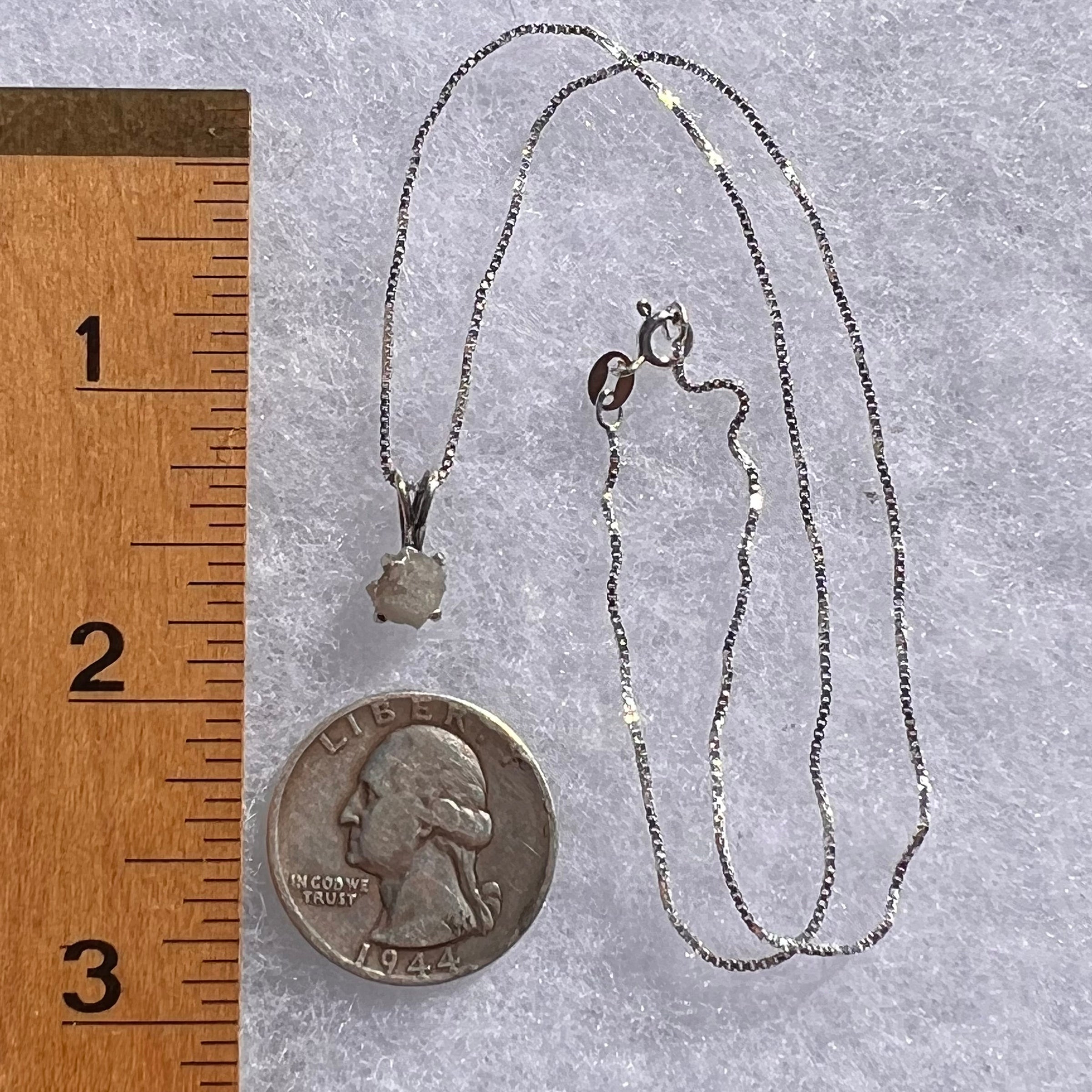 Raw Phenacite Pendant Necklace Sterling #3957-Moldavite Life