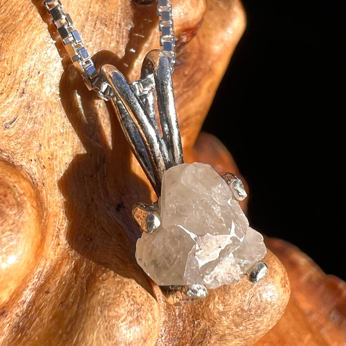 Raw Phenacite Pendant Necklace Sterling #3959-Moldavite Life