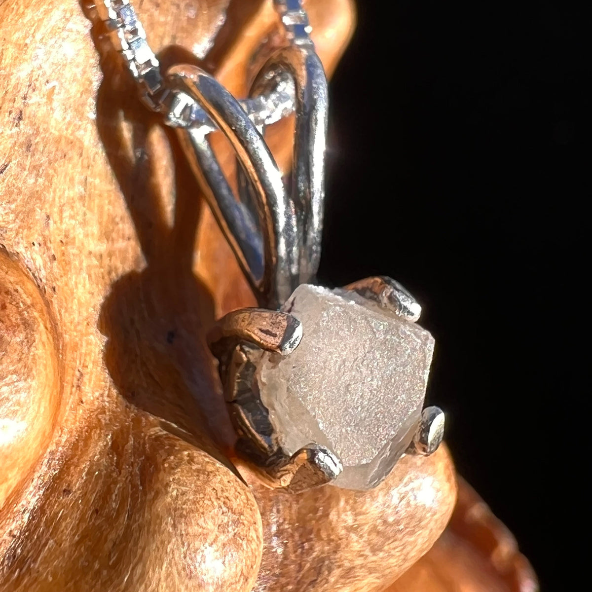Raw Phenacite Pendant Necklace Sterling #3960-Moldavite Life