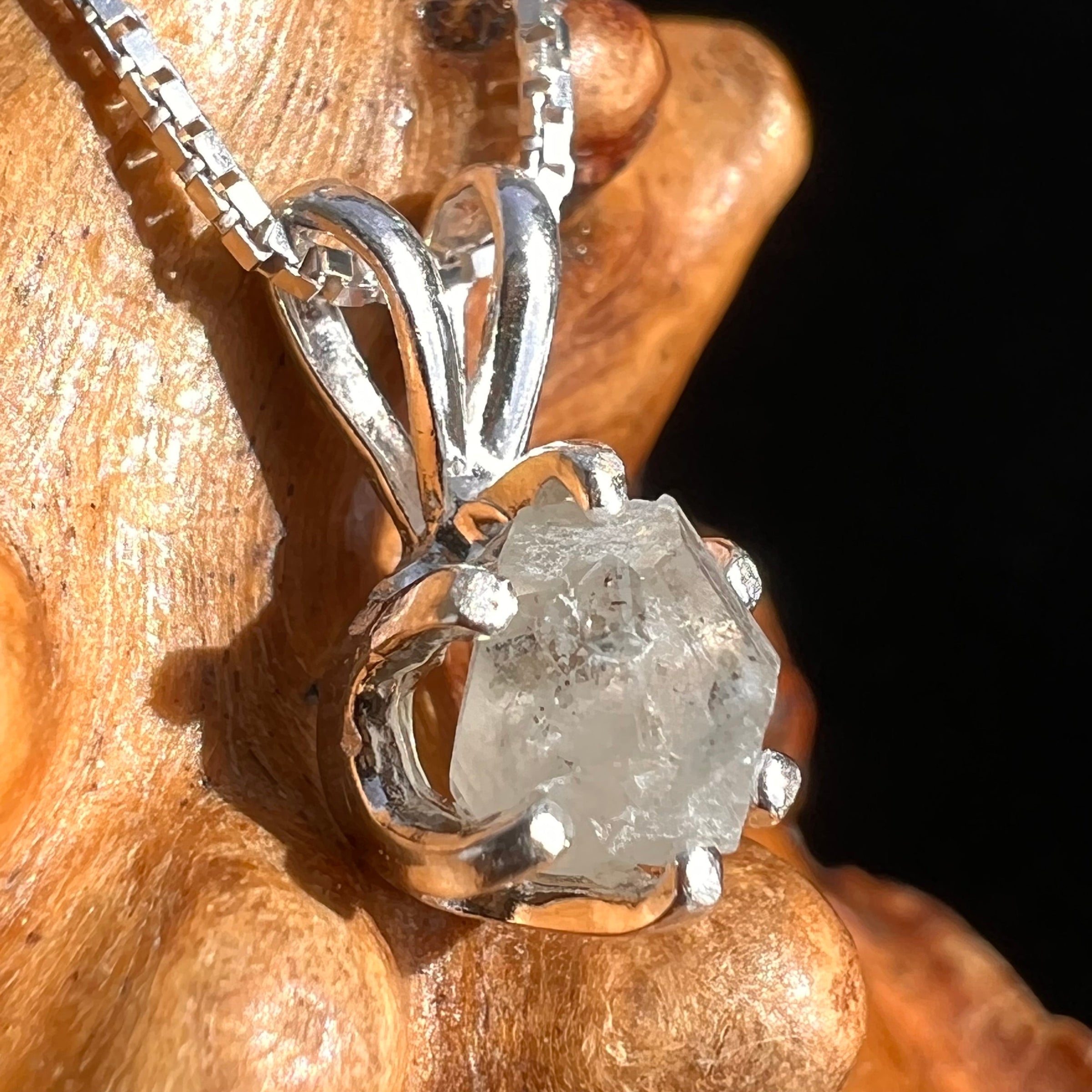 Raw Phenacite Pendant Necklace Sterling #3964-Moldavite Life