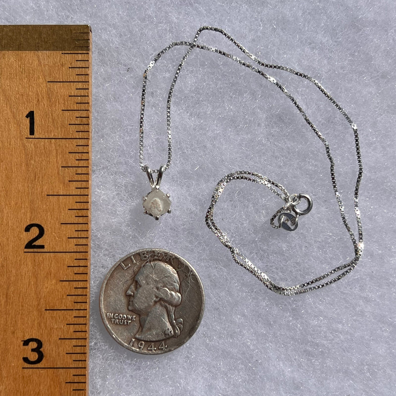 Raw Phenacite Pendant Necklace Sterling #3970-Moldavite Life