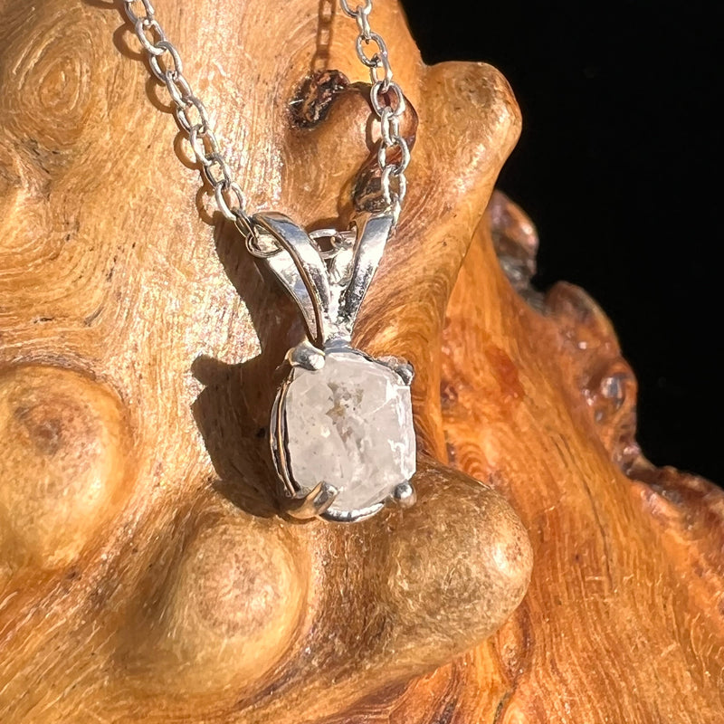 Raw Phenacite Pendant Necklace Sterling #3978-Moldavite Life