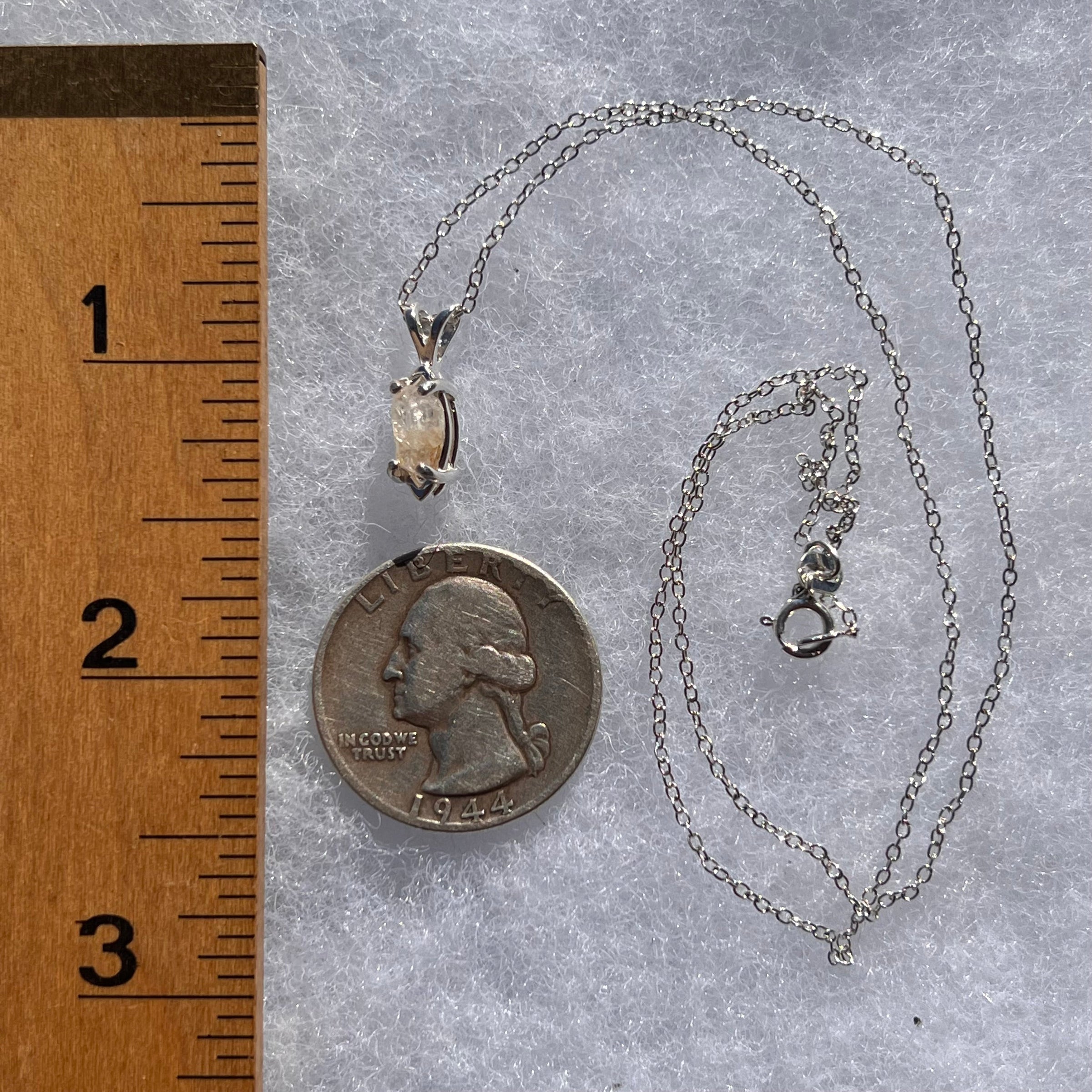 Raw Phenacite Pendant Necklace Sterling Nigerian #3406-Moldavite Life