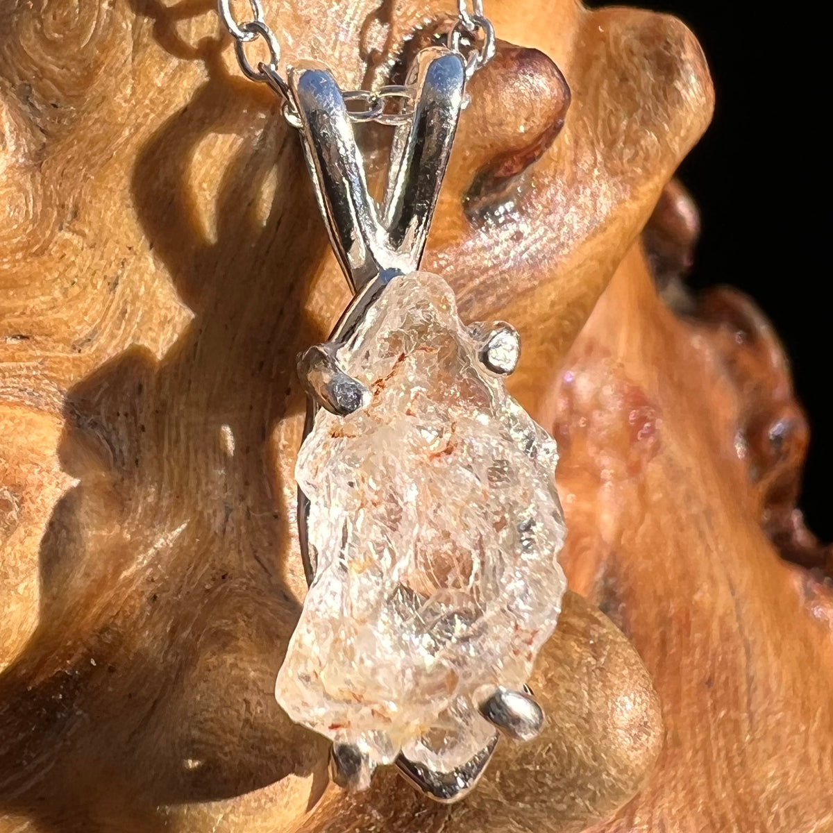 Raw Phenacite Pendant Necklace Sterling Nigerian #3407-Moldavite Life