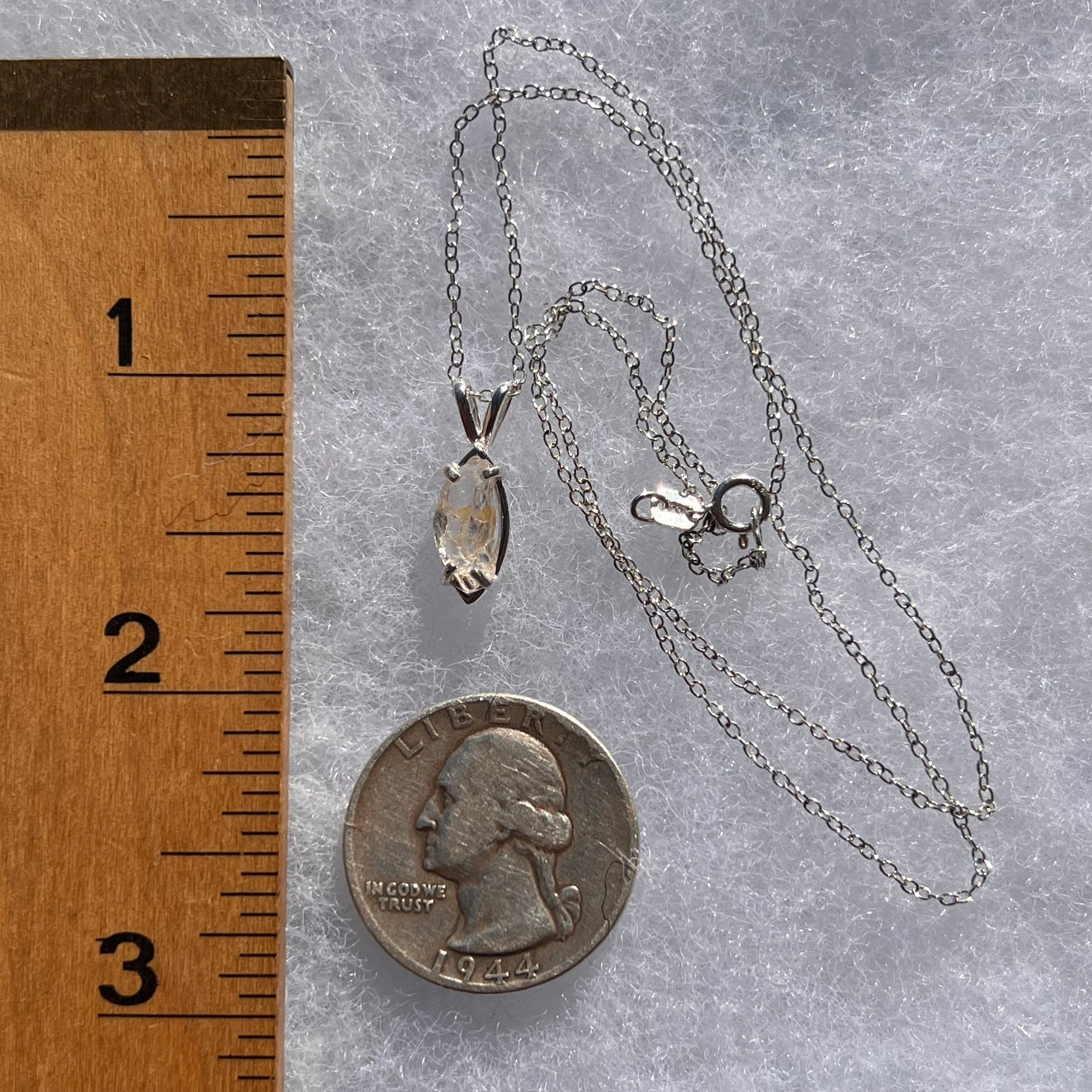 Raw Phenacite Pendant Necklace Sterling Nigerian #3409-Moldavite Life