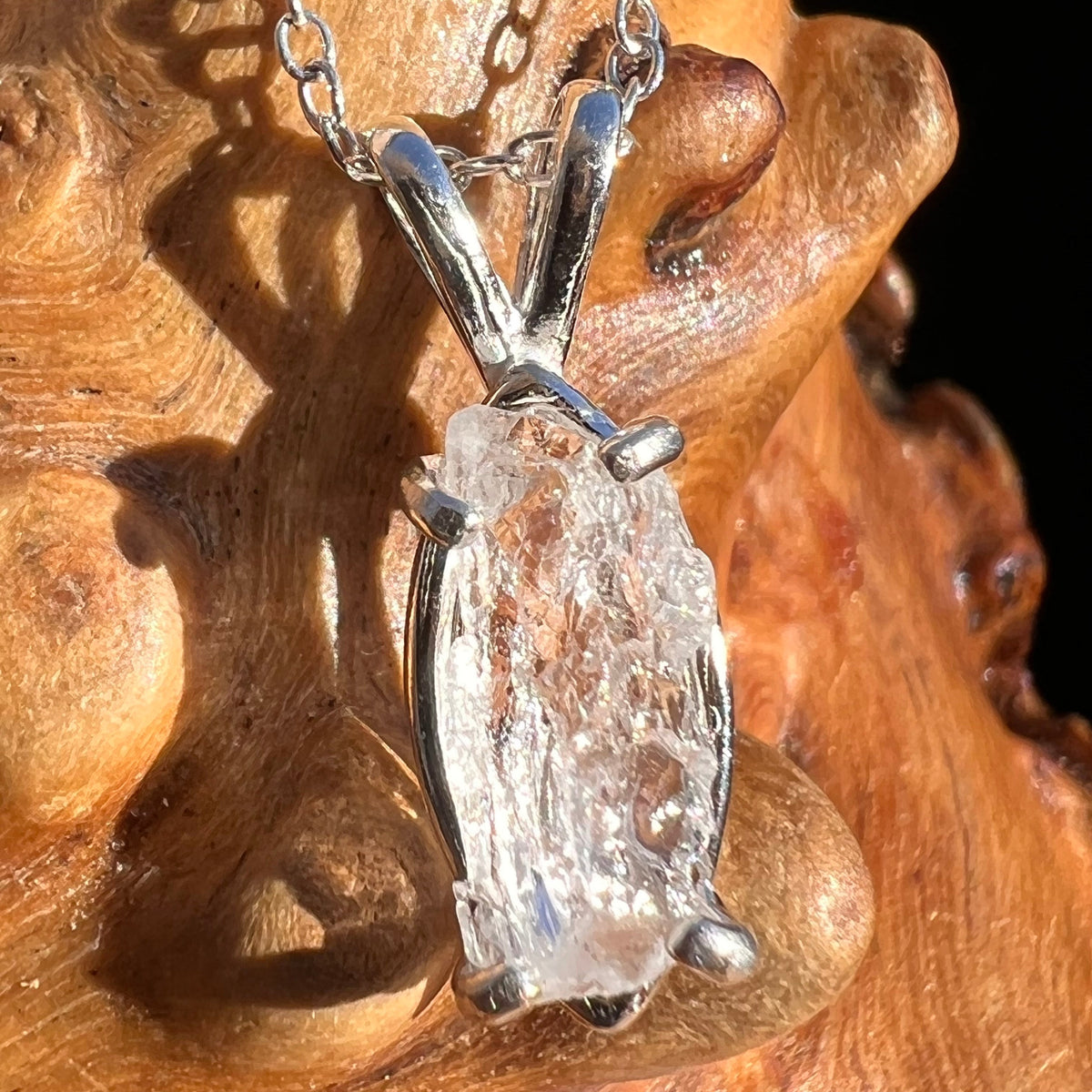 Raw Phenacite Pendant Necklace Sterling Nigerian #3416-Moldavite Life