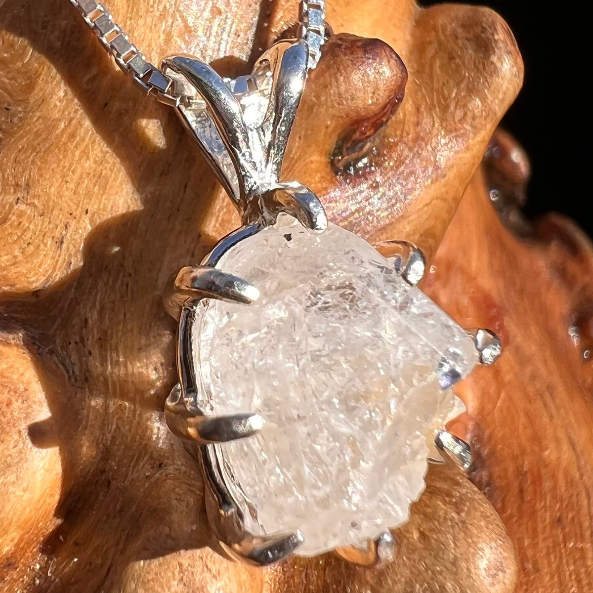 Raw Phenacite Pendant Sterling Silver Nigerian #3419-Moldavite Life