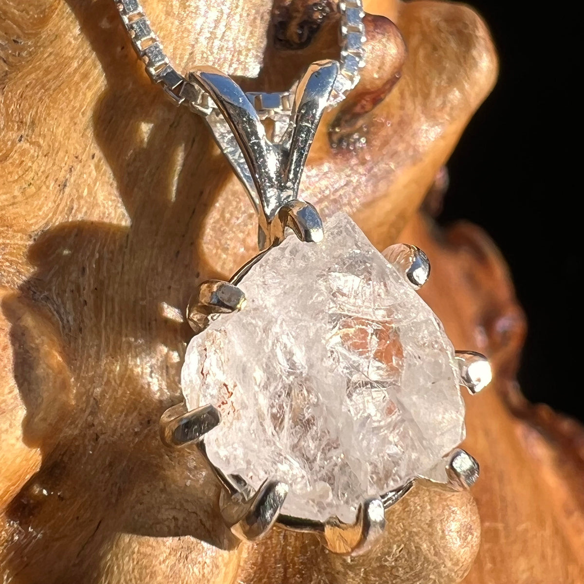 Raw Phenacite Pendant Sterling Silver Nigerian #3420-Moldavite Life