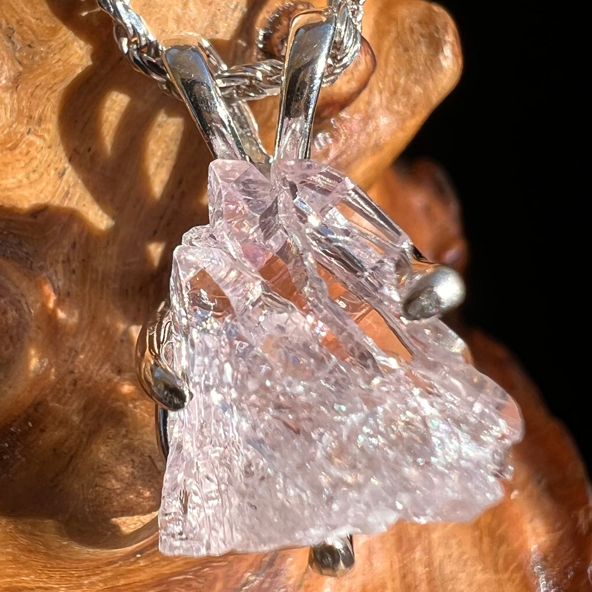 Raw Rose Quartz Pendant Sterling Silver #3456-Moldavite Life