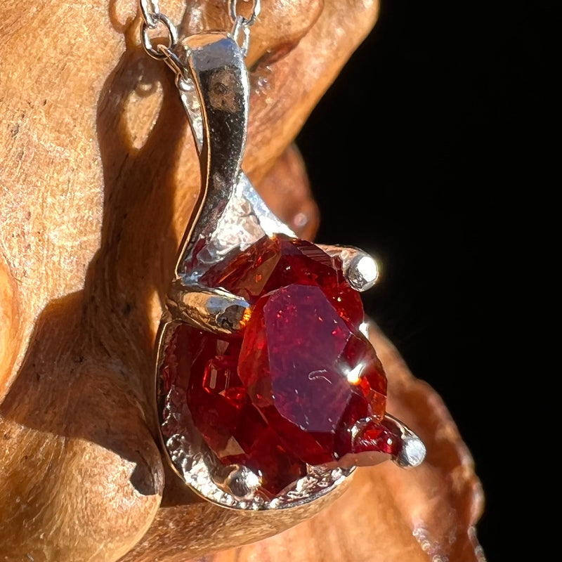 Red Tourmaline Rubellite Necklace Sterling Silver Uvite #3503-Moldavite Life